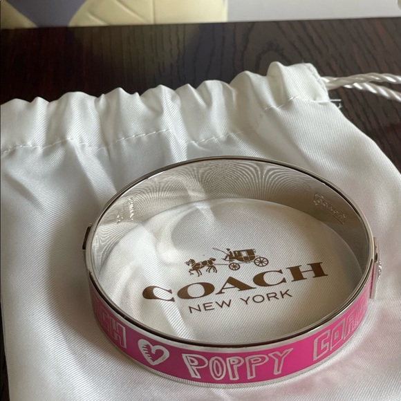 Coach poppy bangle bracelet, Magenta Pink tone with Silver - NWOT - Picture 3 of 4